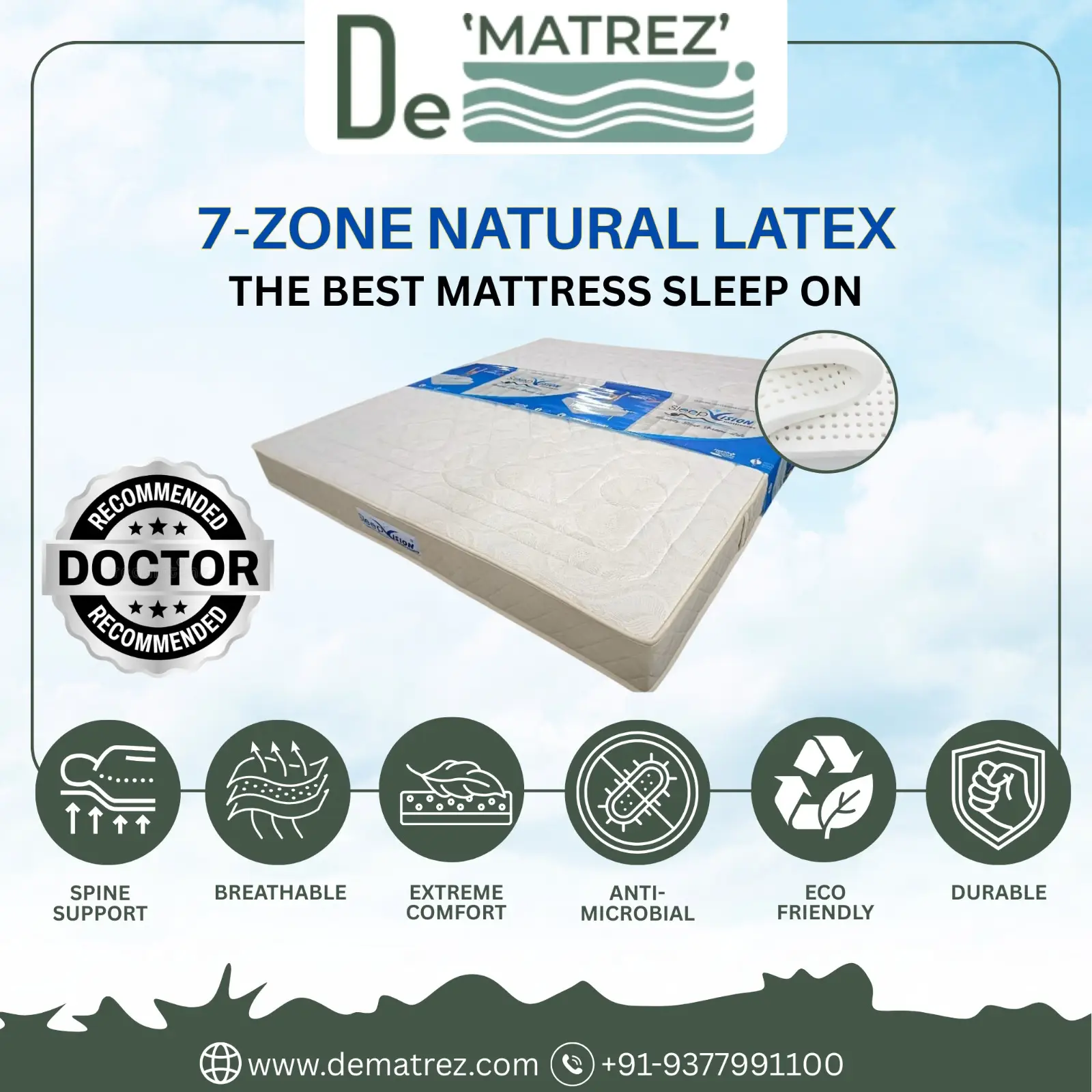 7-ZONE NATURAL LATEX THE BEST MATTRESS SLEEP ON